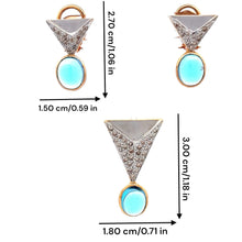 18K Two Tone Gold Pendant Earring Set with Natural Diamond & Swiss Blue Topaz Jewellery