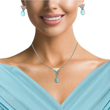 18K Two Tone Gold Pendant Earring Set with Natural Diamond & Swiss Blue Topaz Jewellery