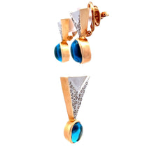 18K Two Tone Gold Pendant Earring Set with Natural Diamond & Swiss Blue Topaz Jewellery