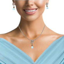 18K Two Tone Gold Pendant Earring Set with Natural Diamond & Swiss Blue Topaz Jewellery