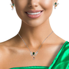 18K Two Tone Gold Necklace Earring Set with Natural Diamond & Green Tourmaline Jewellery