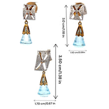 18K Two Tone Gold Pendant Earring Set with Natural Diamond & Swiss Blue Topaz Jewellery