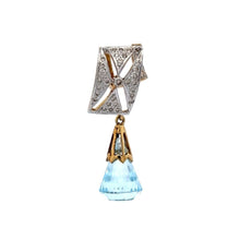 18K Two Tone Gold Pendant Earring Set with Natural Diamond & Swiss Blue Topaz Jewellery