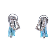 18K White Gold Pendant Earring Set with Natural Diamond & Swiss Blue Topaz Jewellery