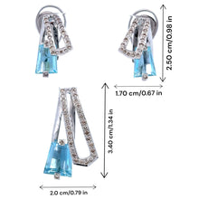 18K White Gold Pendant Earring Set with Natural Diamond & Swiss Blue Topaz Jewellery