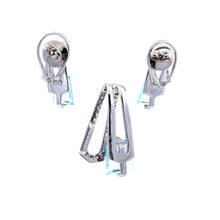 18K White Gold Pendant Earring Set with Natural Diamond & Swiss Blue Topaz Jewellery