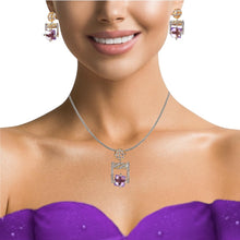 18K Two Tone Gold Pendant Earring Set with Natural Diamond & Amethyst Jewellery