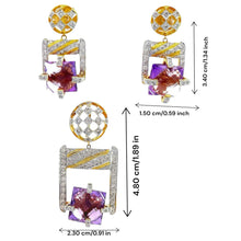 18K Two Tone Gold Pendant Earring Set with Natural Diamond & Amethyst Jewellery