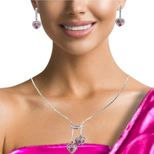 18K White Gold Necklace Earring Set with Natural Diamond & Pink Tourmaline Jewellery