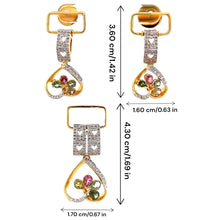 18K Two Tone Gold Pendant Earring Set with Natural Diamond & Multi Tourmaline Jewellery