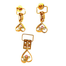 18K Two Tone Gold Pendant Earring Set with Natural Diamond & Multi Tourmaline Jewellery