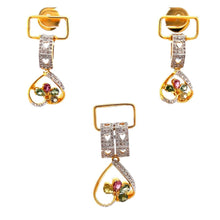 18K Two Tone Gold Pendant Earring Set with Natural Diamond & Multi Tourmaline Jewellery