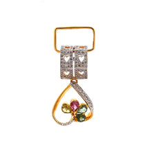 18K Two Tone Gold Pendant Earring Set with Natural Diamond & Multi Tourmaline Jewellery