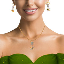 18K Two Tone Gold Pendant Earring Set with Natural Diamond & Multi Tourmaline Jewellery