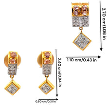 18K Two Tone Gold Pendant Earring Set with Natural Diamond & Tourmaline Jewellery