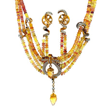 9K Yellow Gold Necklace Earring Set with Natural Diamond & Sapphire Beads Jewellery