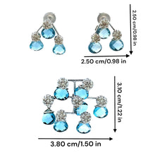18K White Gold Pendant Earring Set with Natural Diamond & Swiss Blue Topaz Jewellery