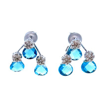 18K White Gold Pendant Earring Set with Natural Diamond & Swiss Blue Topaz Jewellery