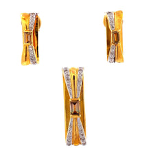 18K Two Tone Gold Pendant Earring Set with Natural Diamond & Tourmaline Jewellery