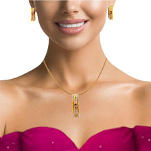 18K Two Tone Gold Pendant Earring Set with Natural Diamond & Tourmaline Jewellery