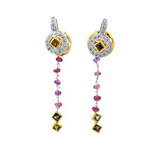 18K Gold Necklace Earring Set with Natural Diamond Tourmaline & Semiprecious Jewellery - JEWELNJOY