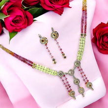 18K Gold Necklace Earring Set with Natural Diamond Tourmaline & Semiprecious Jewellery - JEWELNJOY