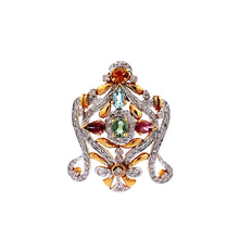 18K Two Tone Gold Pendant Earring Set with Natural Diamond & Multi Tourmaline Jewellery