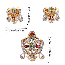 18K Two Tone Gold Pendant Earring Set with Natural Diamond & Multi Tourmaline Jewellery