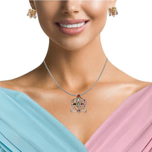18K Two Tone Gold Pendant Earring Set with Natural Diamond & Multi Tourmaline Jewellery