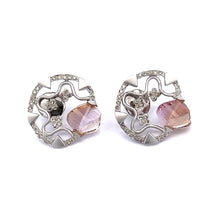 18K White Gold Pendant Earring Set with Natural Diamond & Carved Fancy Amethyst Jewellery