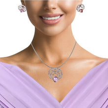 18K White Gold Pendant Earring Set with Natural Diamond & Carved Fancy Amethyst Jewellery