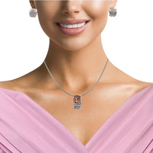 18K Two Tone Gold Pendant Earring Set with Natural Diamond & Pink Sapphire Jewellery