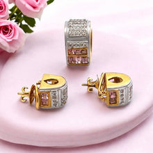 18K Two Tone Gold Pendant Earring Set with Natural Diamond & Pink Sapphire Jewellery