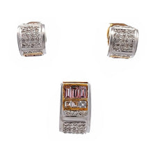 18K Two Tone Gold Pendant Earring Set with Natural Diamond & Pink Sapphire Jewellery