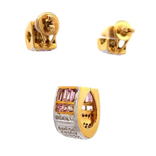 18K Two Tone Gold Pendant Earring Set with Natural Diamond & Pink Sapphire Jewellery