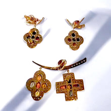 18K Two Tone Gold Pendant Earring Set with Natural Diamond & Amethyst Jewellery