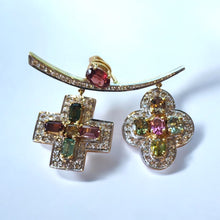 18K Two Tone Gold Pendant Earring Set with Natural Diamond & Amethyst Jewellery