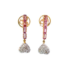 18K Two Tone Gold Pendant Earring Set with Natural Diamond & Tourmaline Jewellery
