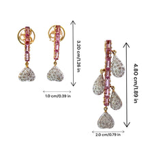 18K Two Tone Gold Pendant Earring Set with Natural Diamond & Tourmaline Jewellery