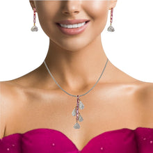 18K Two Tone Gold Pendant Earring Set with Natural Diamond & Tourmaline Jewellery