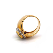18K Yellow Gold Ring with Natural Diamond & Green Sapphire & Orange Sapphire Gemstone