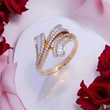 18K Rose Gold Ring with Natural Diamonds Channel Set 0.75 Carat Anillo Bypass Cocktail Jewelry