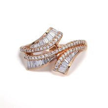 18K Rose Gold Ring with Natural Diamonds Channel Set 0.75 Carat Anillo Bypass Cocktail Jewelry