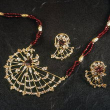 18K White Rose Gold Earring Necklace Set with Natural Diamond & Pink Tourmaline/Rhodolite Jewellery