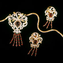 18K Two Tone Gold Necklace Earring Set with Natural Diamond & Pink Tourmaline Jewellery