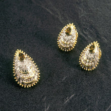 18K Two Tone Gold Pendant Earring Set with Natural Diamond & Green Tourmaline Jewellery