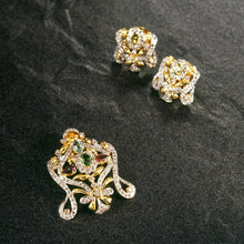 18K Yellow White Gold Pendant Earring Set with Natural Diamond & Multi Tourmaline Jewellery