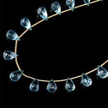 Blue Topaz Station Long Necklace Drop Briolette Cut Top Sky Blue Handmade Natural Gemstone Jewelry