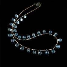 Blue Topaz Station Long Necklace Drop Briolette Cut Top Sky Blue Handmade Natural Gemstone Jewelry