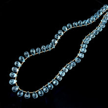 Blue Topaz Necklace Drop Briolette Cut Top Sky Blue Silver 925 Handmade Natural Gemstone Jewelry